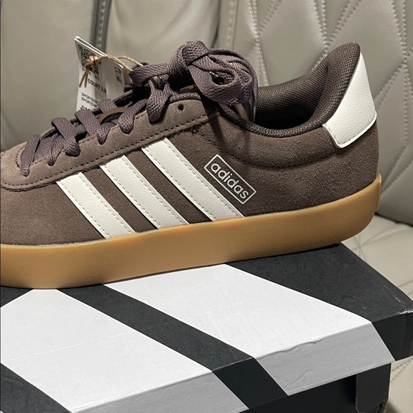 adidas VL Court 3.0 Men's Sneakers in Brown and White - Picture 4 of 12